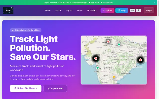 SkyQI website — smartphone-based sky quality measurement